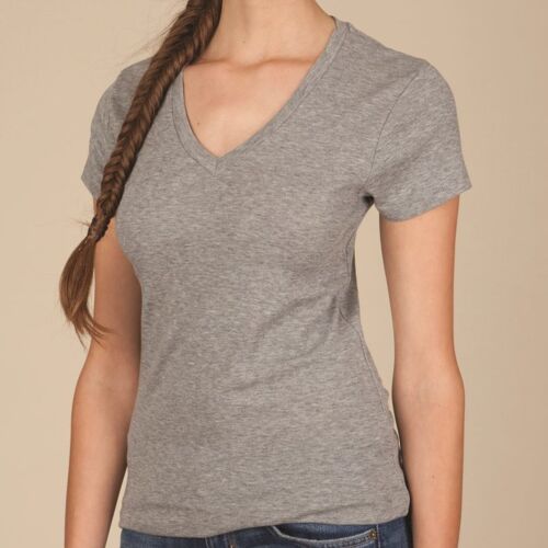 Ladies' 1x1 Baby Rib V-Neck T-Shirt Thumbnail